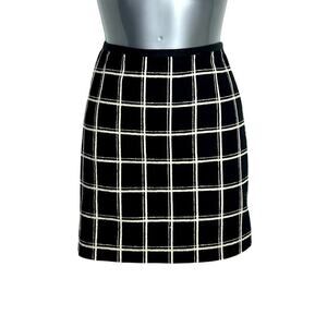 Madewell Cotton Windowpane Mini Skirt Black White Double Gauze Size 0